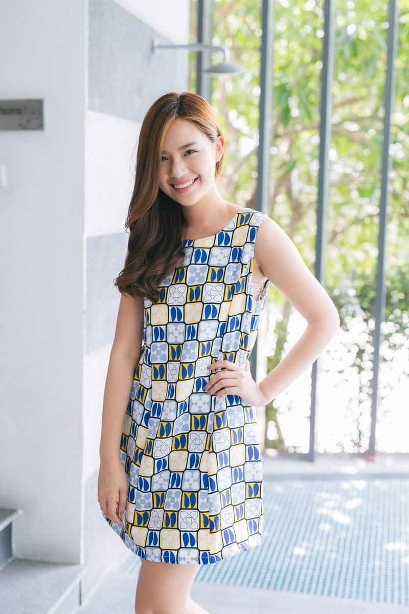 Mosaic mini dress - 洋裝/連身裙 - 其他材質 藍色