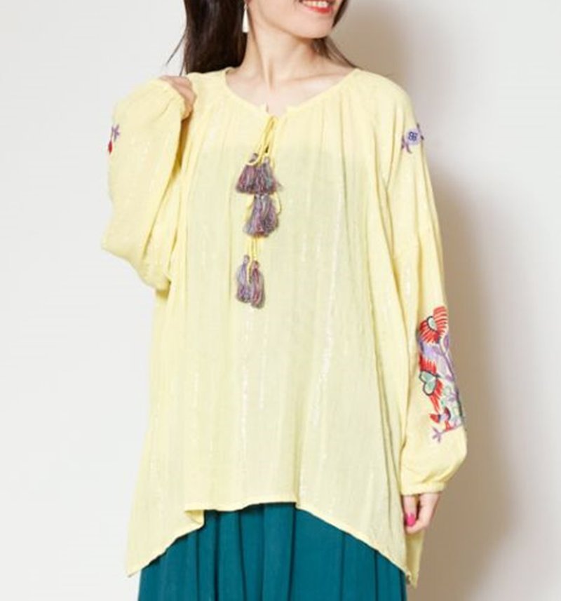 [Hot Pre-order] Embroidered Drip Sleeve Shirt IDS-9413 - Women's Tops - Other Man-Made Fibers 