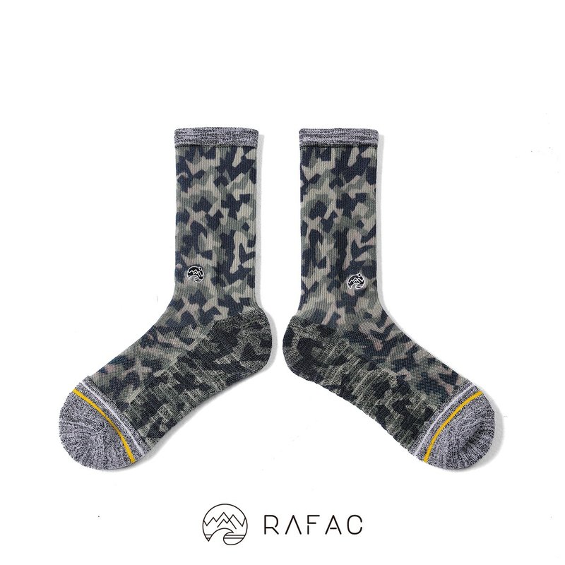 快速出貨# RAFAC時髦運動中筒襪_迷彩綠 - 襪子 - 環保材質 綠色