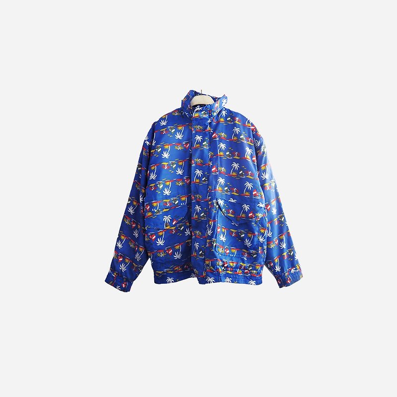 Dislocation vintage / holiday island illustration coat no.898 vintage - Women's Casual & Functional Jackets - Polyester Blue