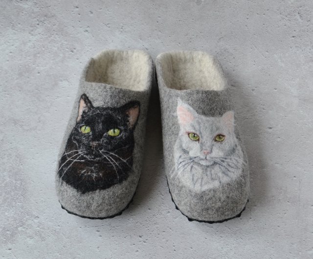 Wool cat slippers hot sale