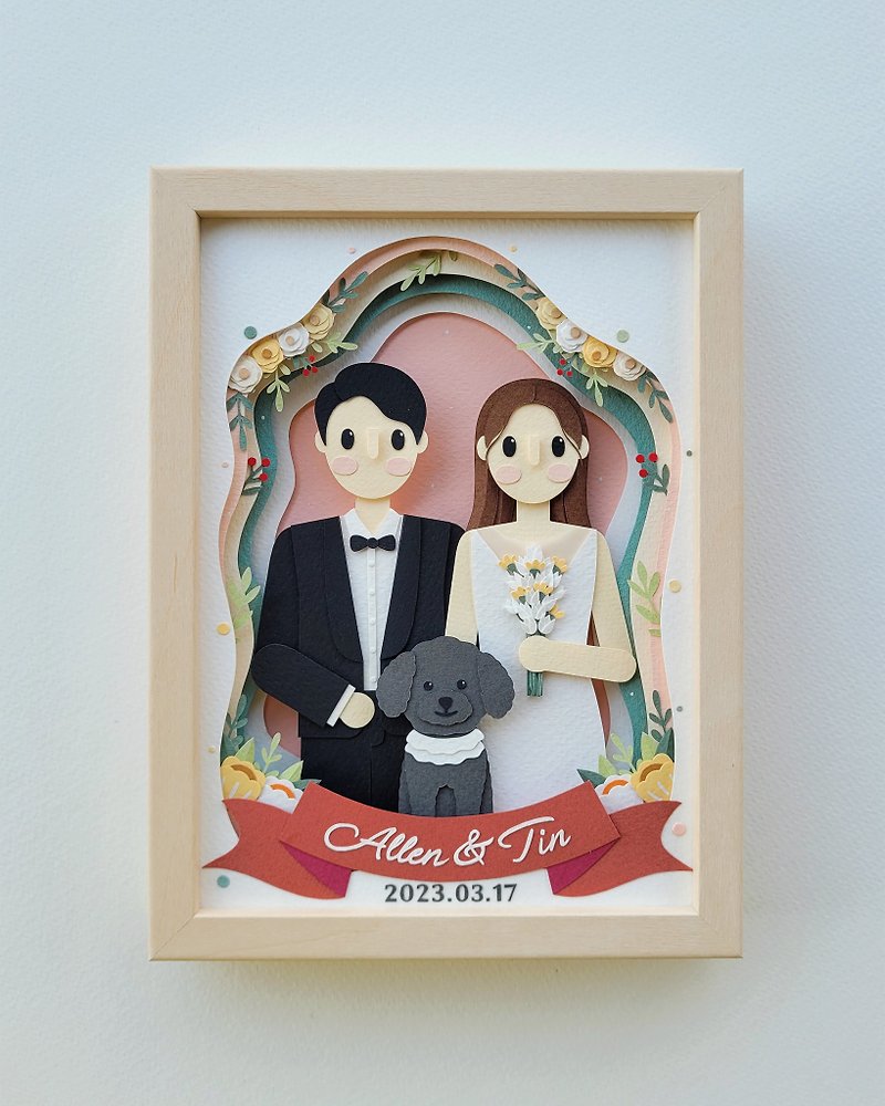 Layered custom papercut frame: wedding day theme - Picture Frames - Paper 