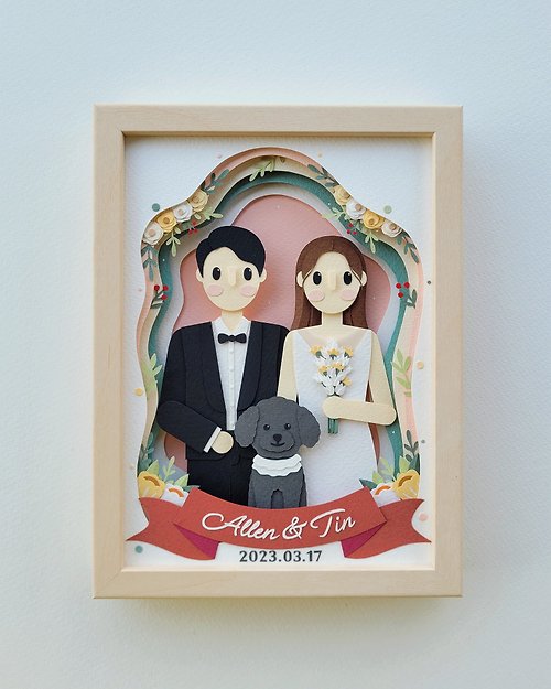 lita-craft Layered custom papercut frame: wedding day theme