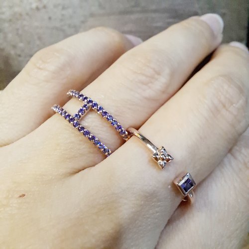 pilantha-jewelry 92.5 純銀鍍玫瑰金戒指 飾以紫水晶寶石 可單獨佩戴 設計精美