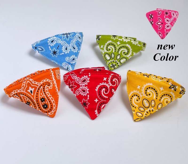 Paisley pattern bandana collar for kittens 6 colors to choose from - Collars & Leashes - Cotton & Hemp 
