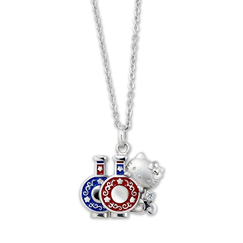 Hello Kitty Wanders the National Palace Museum PEV-1514 Sterling Silver Necklace - Necklaces - Sterling Silver Blue