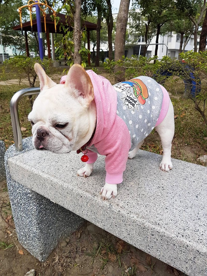 粉色熱狗法鬥帽T_現貨M - 寵物衣服 - 棉．麻 粉紅色