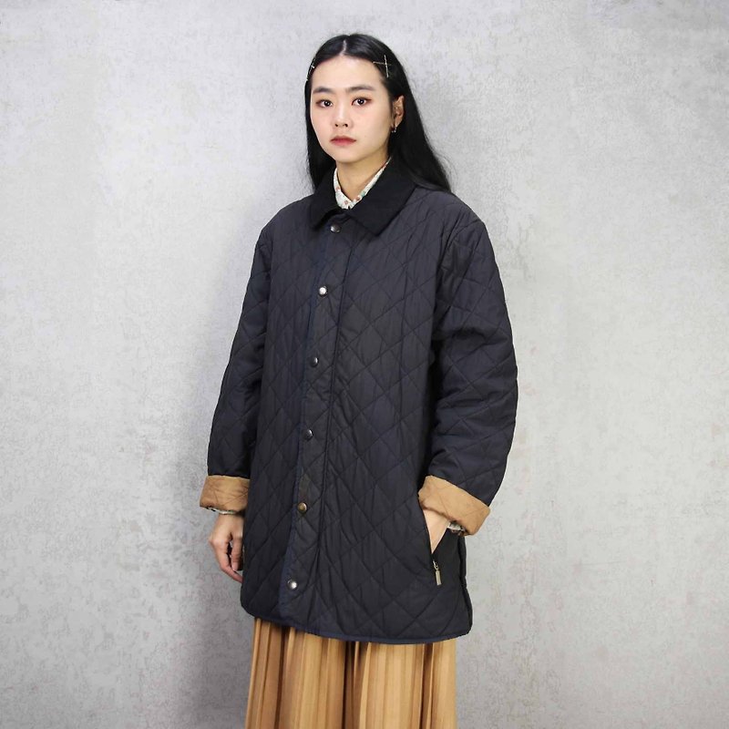 Tsubasa.Y ancient house Barbour005 black quilted jacket, lightweight cotton jacket to keep warm - เสื้อโค้ทผู้ชาย - ไนลอน 
