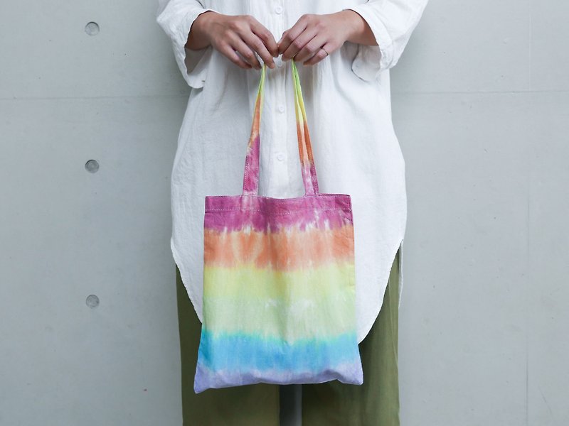 Rainbow hand dyed tote bag - Handbags & Totes - Cotton & Hemp Multicolor