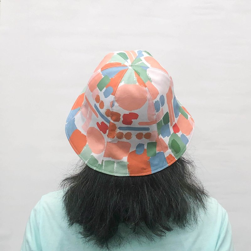 Double-sided bucket hat - childlike geometry (please provide head circumference for customization) - Hats & Caps - Cotton & Hemp Multicolor