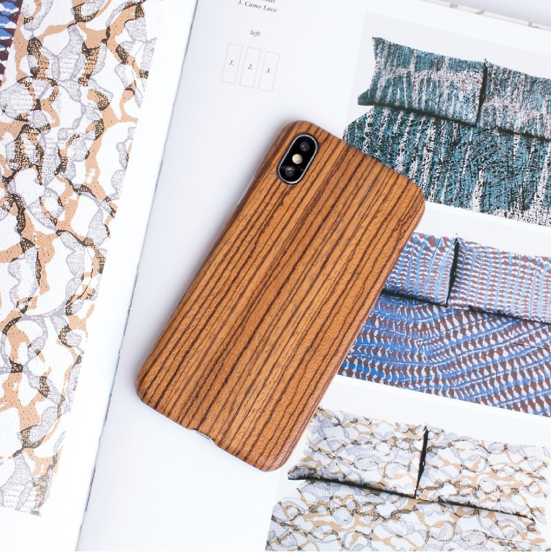 【純木手機殼】iPhone X -斑馬木 - 手機殼/手機套 - 木頭 咖啡色
