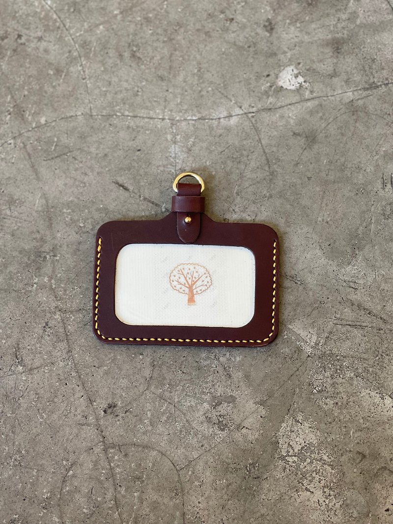 [Mini5] Horizontal identification card / (without neck strap/sling) can be purchased separately (Jiaocha) - ID & Badge Holders - Genuine Leather Brown