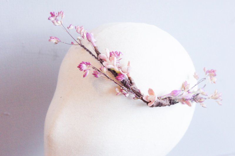 【桃情依戀】不凋花花冠 婚禮飾品 新娘伴娘頭飾 外拍 - 髮夾/髮圈 - 植物．花 粉紅色
