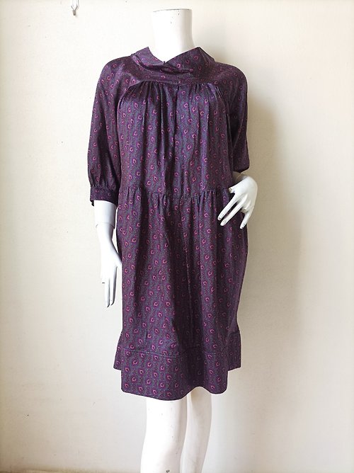 cvintageland Zucca Japanese vintage Silky print Dress