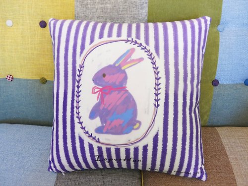 幸福果舖TasteSweety 幸福設計-條紋紫彩兔抱枕