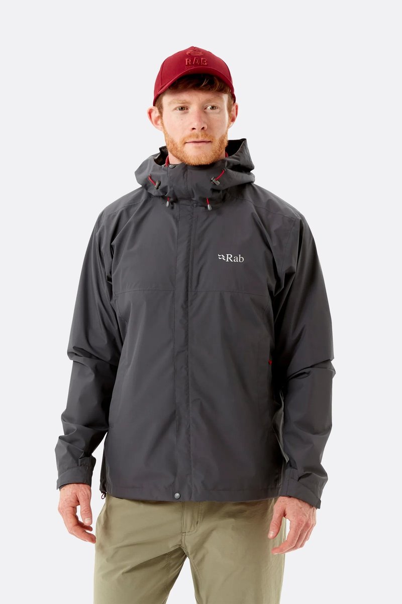 【RAB】Downpour Eco Jacket 輕量防風防水連帽外套 男款 石墨灰 - 運動上衣/排汗衫 - 聚酯纖維 灰色