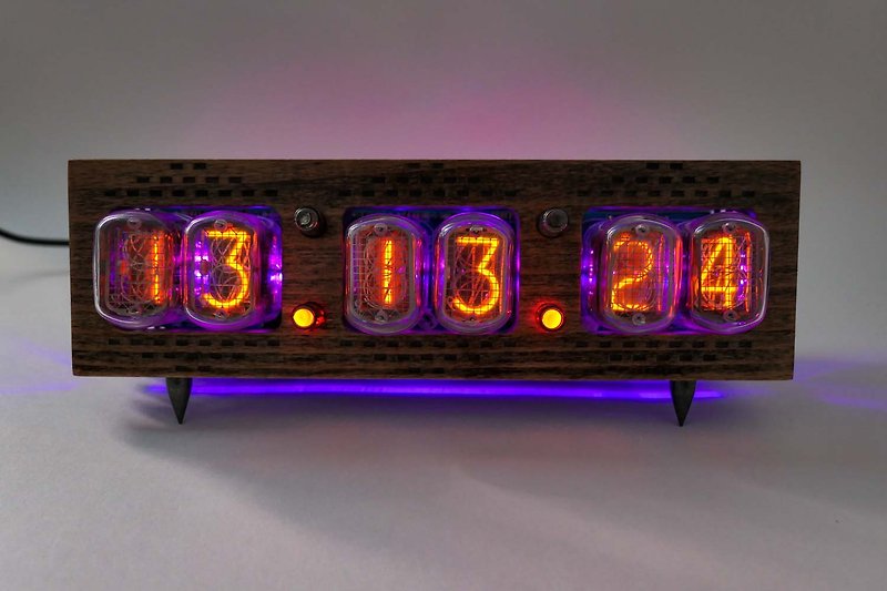 Wi-Fi Sonya desk clock with IN-12 Nixie tubes. Ash-tree wooden case. - แกดเจ็ต - ไม้ สีกากี