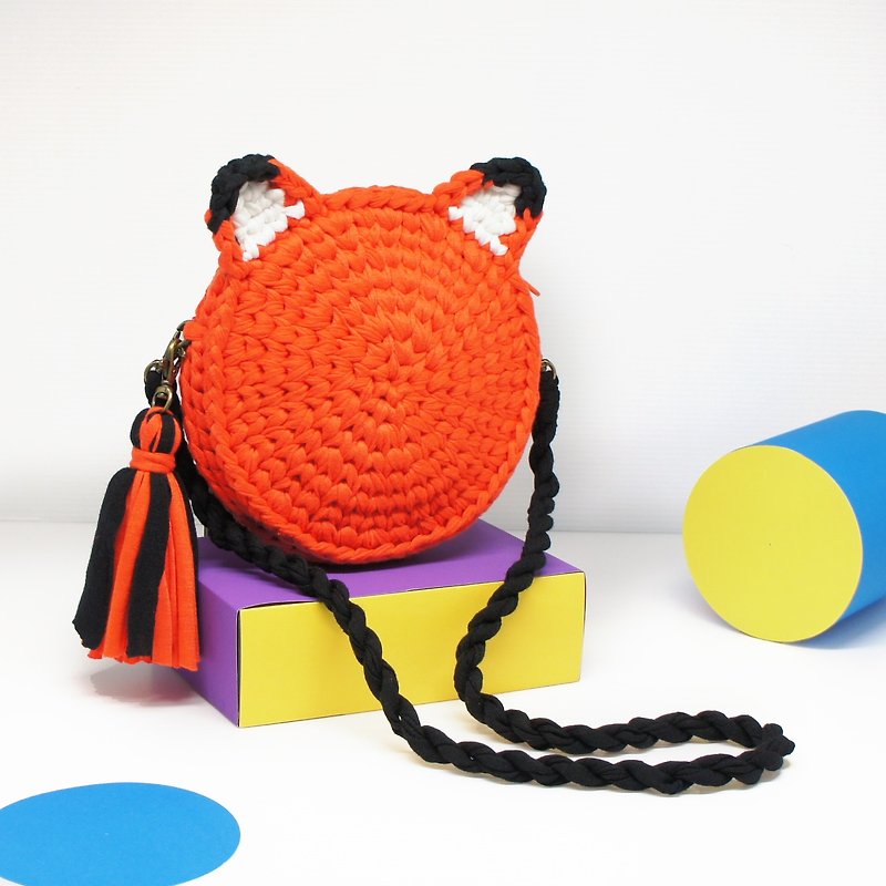 子供用の動物形織バッグ（小キツネ）手作りギフトスポットワン - ショルダーバッグ - コットン・麻 オレンジ