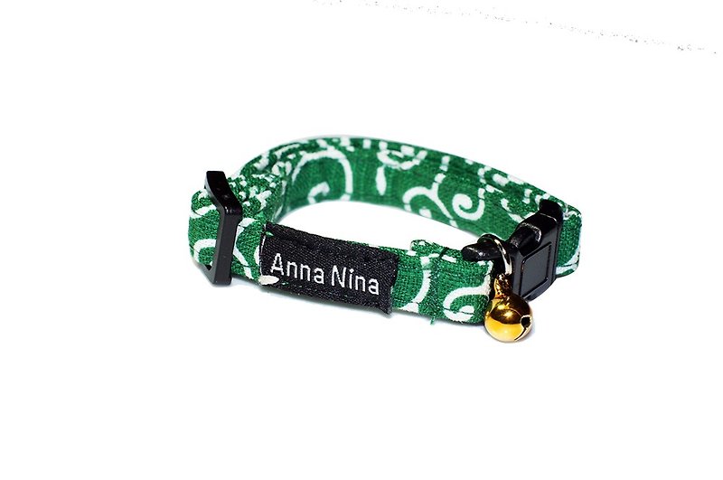 [AnnaNina] pet cat dog collar Tang Cao green pigment collar XS - Collars & Leashes - Cotton & Hemp 