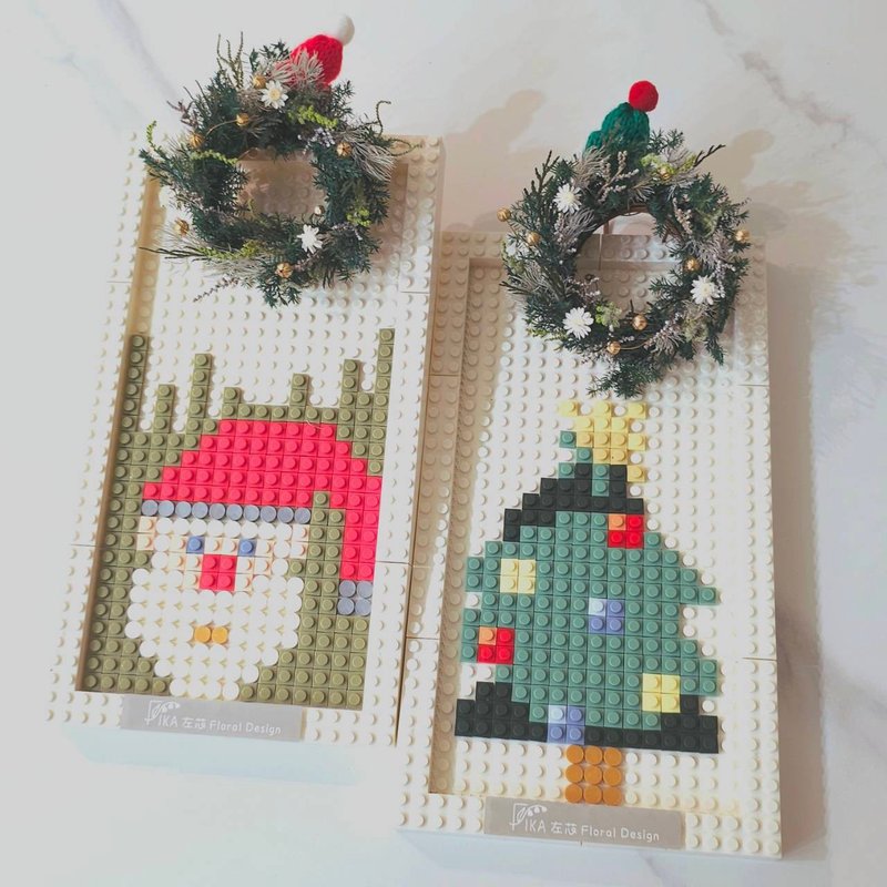 【聖誕拼圖 禮物 新品】永生花藝拼磚掛畫DIY 聖誕老公/聖誕樹 - 擺飾/家飾品 - 塑膠 紅色