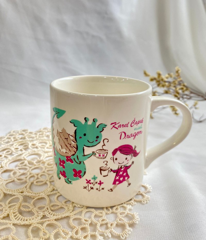 [Good Day Fetish] Japanese Shiko Yamada out-of-print fairy tale style mug - Teapots & Teacups - Pottery White