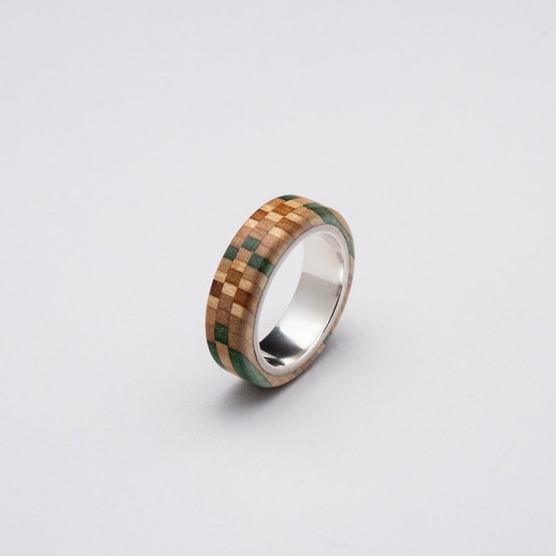 寄木樣式戒指R0406018 - 戒指 - 木頭 多色