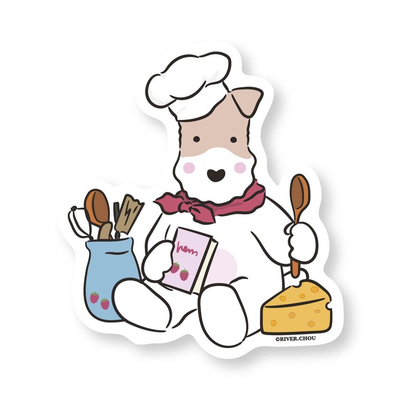Wirefoxterrier 剛毛獵狐梗防水貼紙-yummy - 貼紙 - 防水材質 白色