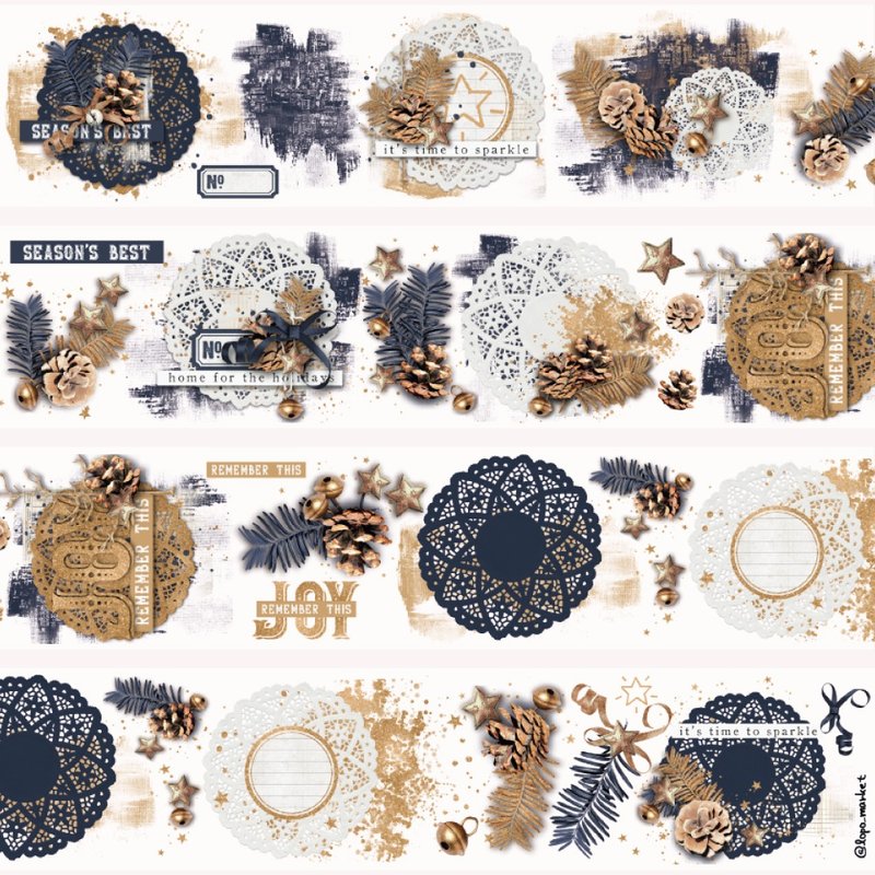 午夜聖誕 – 霧面大尺寸和紙膠帶 (寬 6.5cm) - 膠紙/膠帶/紙膠帶 - 其他材質 