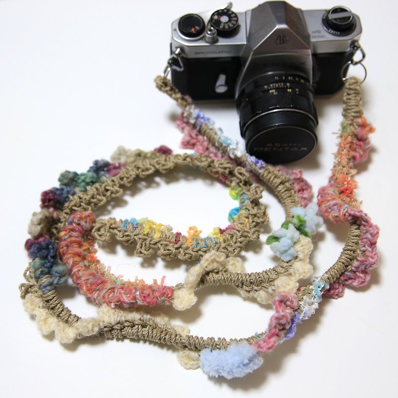 Floral hemp string hemp camera-strap / double ring - ขาตั้งกล้อง - ผ้าฝ้าย/ผ้าลินิน หลากหลายสี