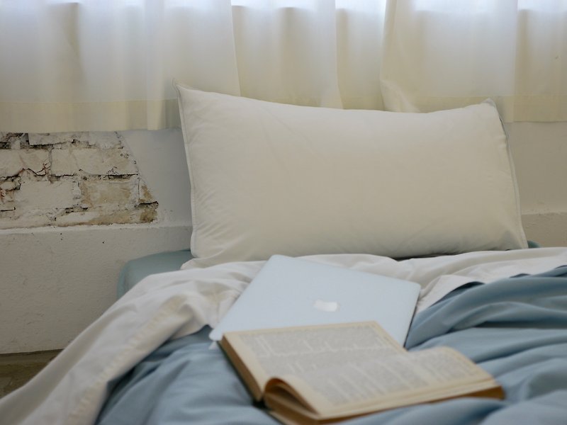 夜明けの増加オーガニックコットンキルトグループ（淡いインディゴ）の前に夜明けウェイク前に私を目覚め（増加と純白の針枕カバーのセットを適用） - 寝具 - コットン・麻 ブルー