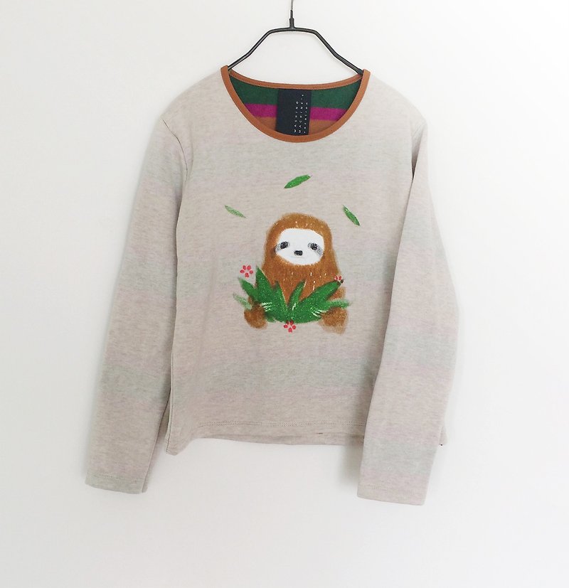Hello Sloth / Sweater / Light Brown - 毛衣/針織衫 - 棉．麻 多色