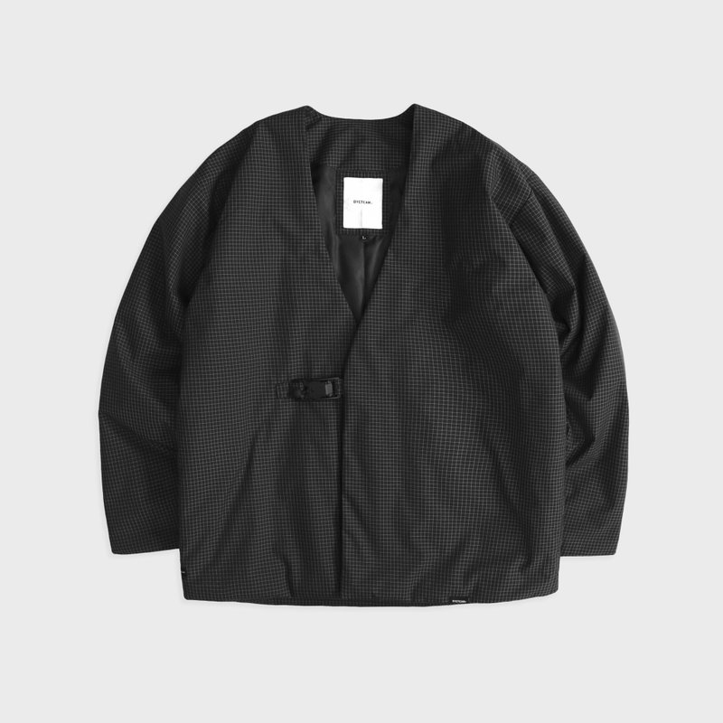DYCTEAM - V collarless buckle jacket (black) - 男西裝外套 - 其他材質 黑色