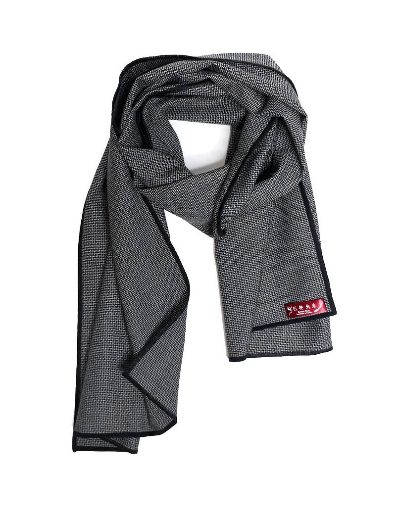 羊毛西裝料 / 收藏老布 人字紋圍巾 - 圍巾/披肩 - 羊毛 灰色