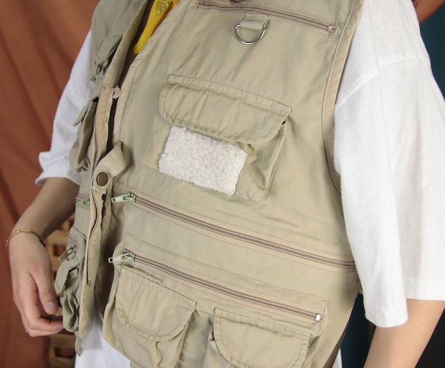 Vintage fishing vest A07, khaki cotton fisherman vest [Tsubasa.Y 古 着 屋] -  Shop tsubasay Men's Tank Tops & Vests - Pinkoi