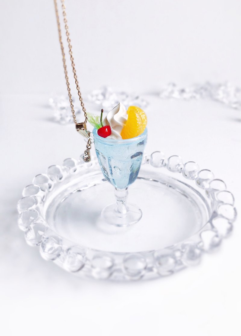 necklace, accessory, fake sweets,soda,fake food, food sample, present,soda - ネックレス - プラスチック ブルー