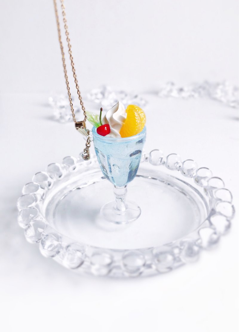 necklace, accessory, fake sweets,soda,fake food, food sample, present,soda - 項鍊 - 塑膠 藍色