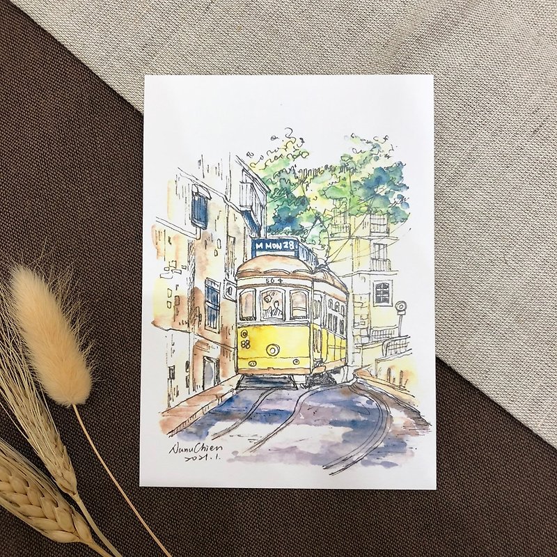 Tram/Postcard - การ์ด/โปสการ์ด - กระดาษ สีเหลือง