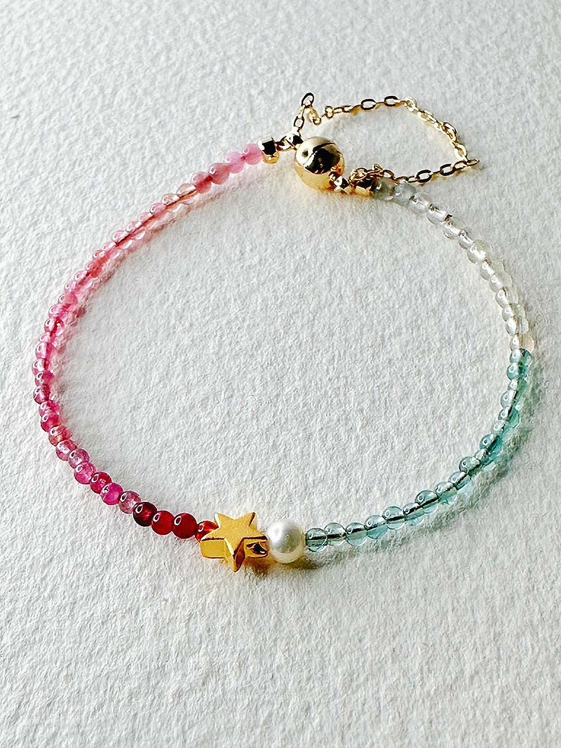 Meowflat Light Jewelry-Colorful Tourmaline Bracelet-Change the Magnetic Field to Start Lucky Fortune 001 - สร้อยข้อมือ - เครื่องประดับพลอย หลากหลายสี