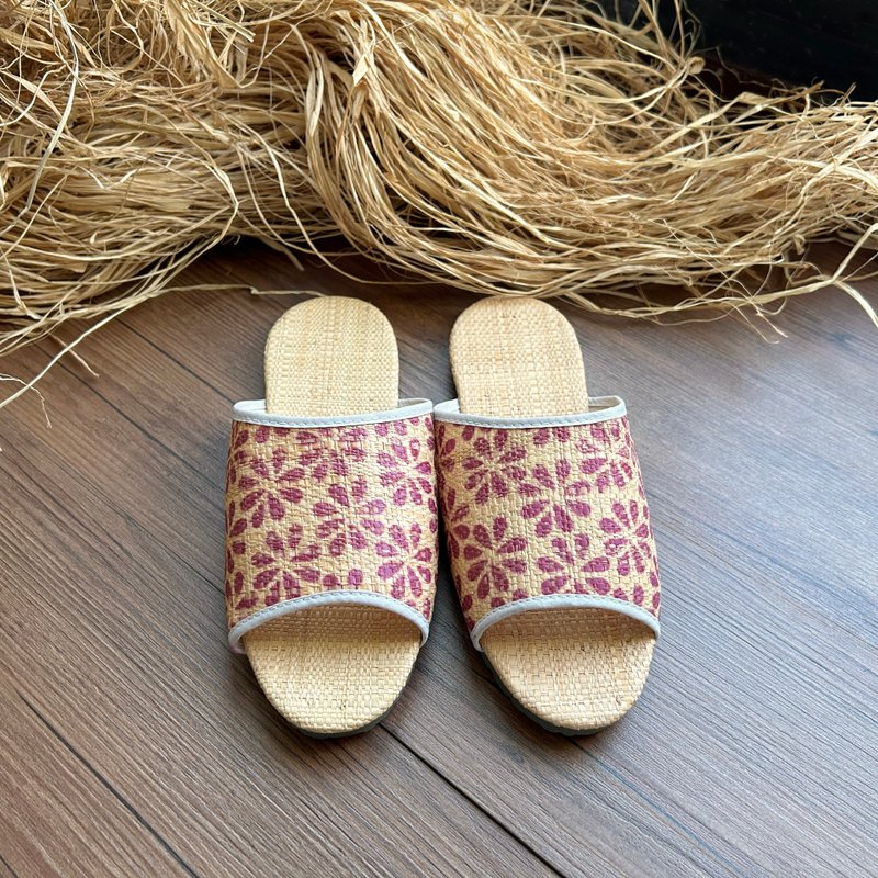 Natural Raffia Slippers No.3 - Purple flower #24 - Other - Plants & Flowers Purple