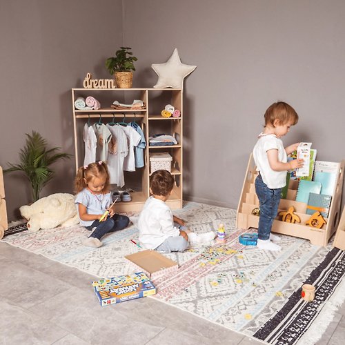 HARPER - Montessori Wardrobe Closet - Toddler Wardrobe - Kids Self Dress -  Montessori Wooden Furniture - Nursery Gift - Wooden Wardrobe