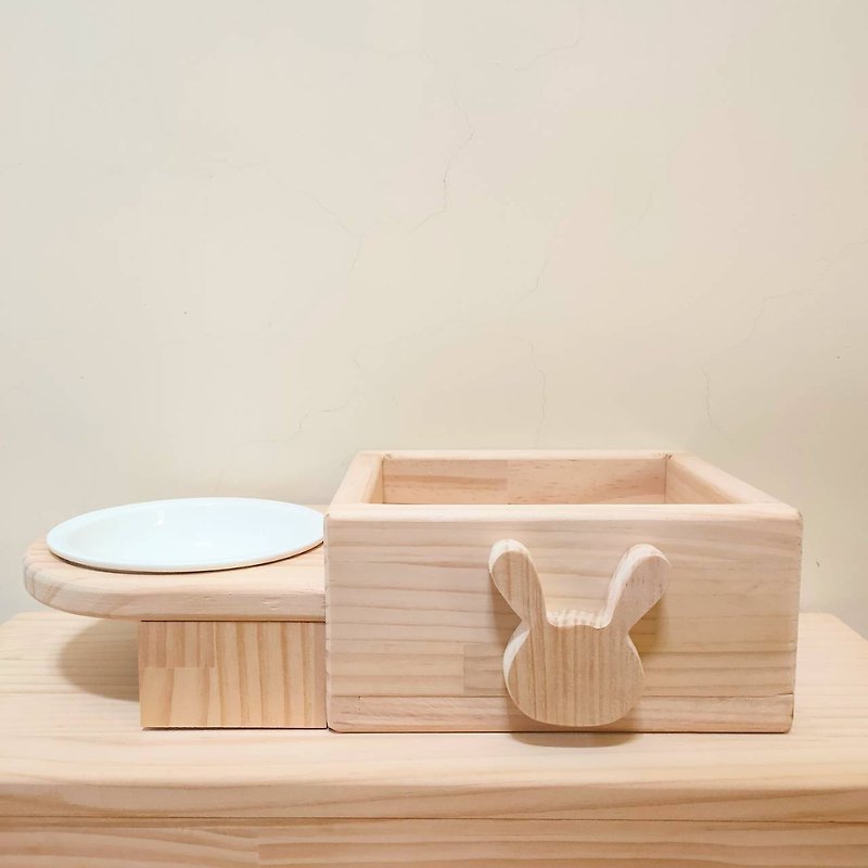 [Rabbit lover wood work / rabbit, guinea pig, special pet, pet] feed rack grass pot - Pet Bowls - Wood White