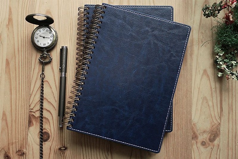 Spiral Planner-PU leather-Blue - Notebooks & Journals - Faux Leather Blue