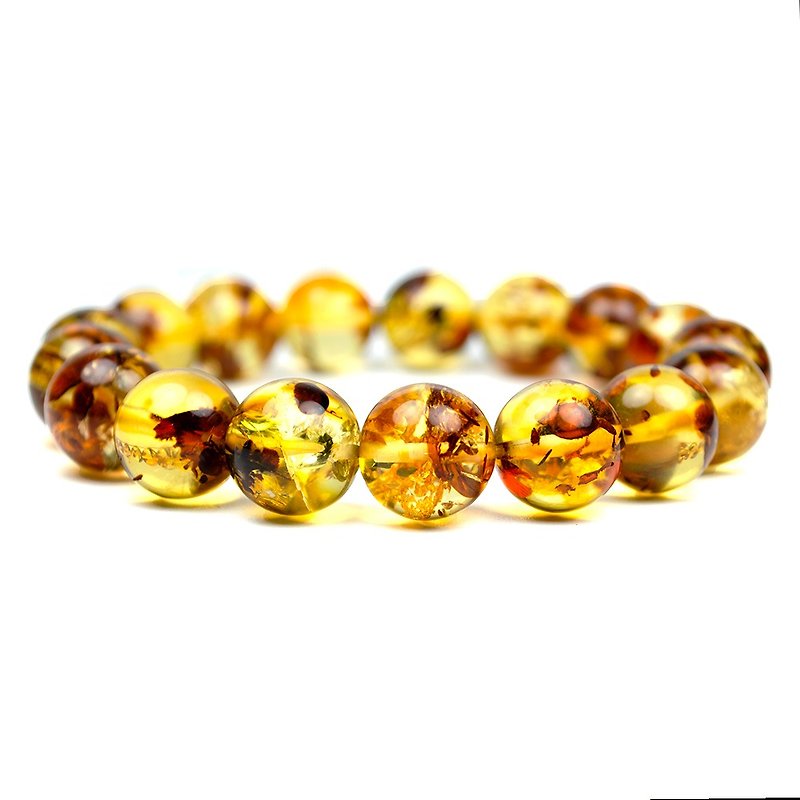 Piebald Amber 11-11.5mm Bracelet Japanese Elastic String - Bracelets - Semi-Precious Stones Multicolor