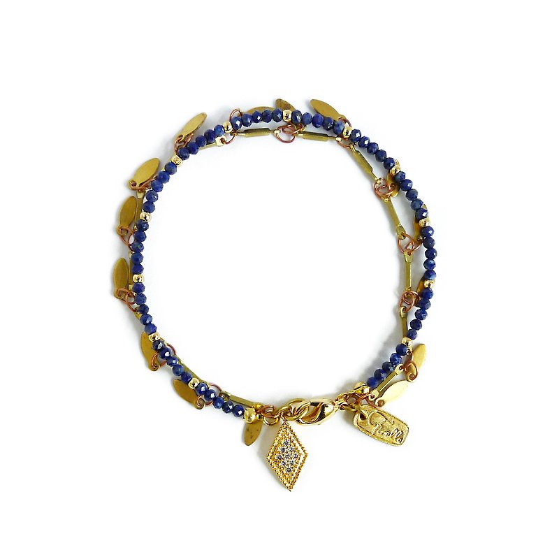 Ficelle | Handmade Brass Natural Stone Bracelet | [Lapis Lazuli] Second Meeting - Bracelets - Gemstone 