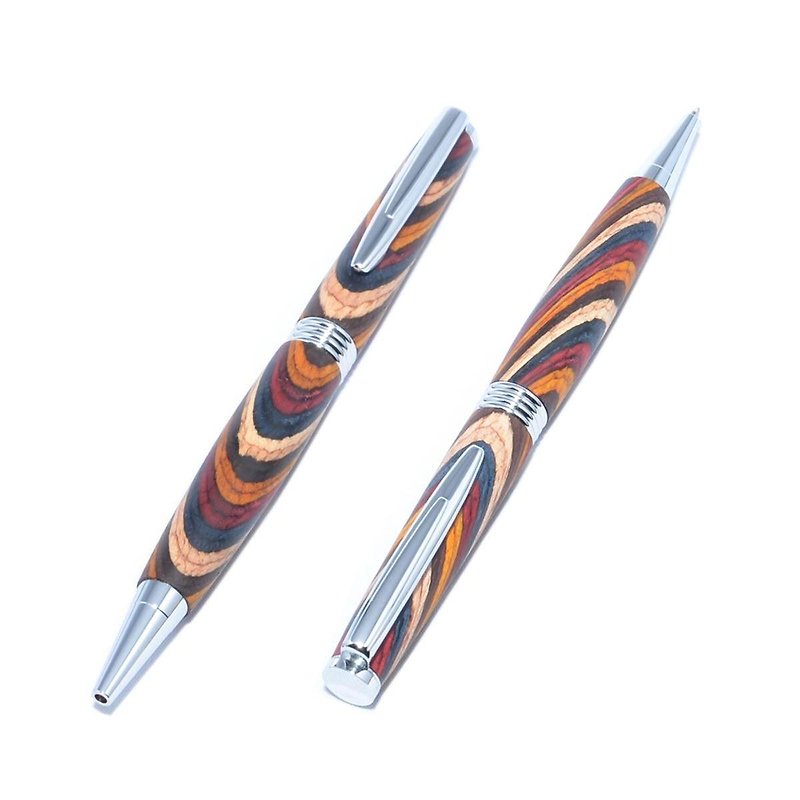 Wooden rotary ballpoint pen (kind of hard wood dyed; plating of chrome) (TP-C-CGF) - Pencil Cases - Wood Red