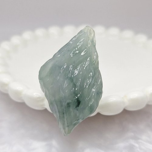 緣圓翡翠 冰種起膠藍水飄花原石 無事牌吊墜牌件 | 天然緬甸玉A貨翡翠