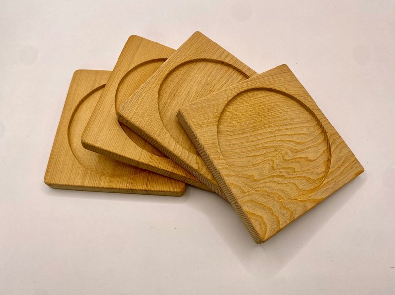 Taiwanese cypress coasters - ที่รองแก้ว - ไม้ สีนำ้ตาล