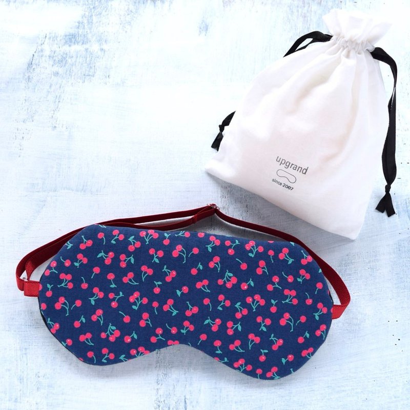 Cherry eye mask | Comes with storage pouch | Free gift wrapping available - ผ้าปิดตา - ผ้าฝ้าย/ผ้าลินิน สีน้ำเงิน