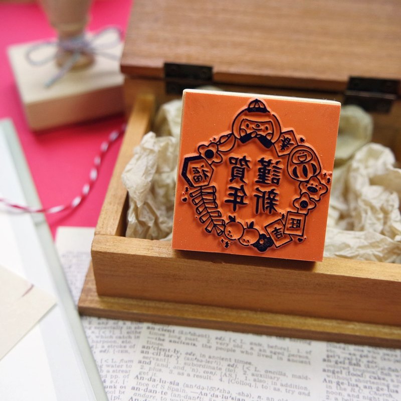 【New Year's limited edition】New Year's Stamp/ New Year's Wreath - Stamps & Stamp Pads - Plastic Red