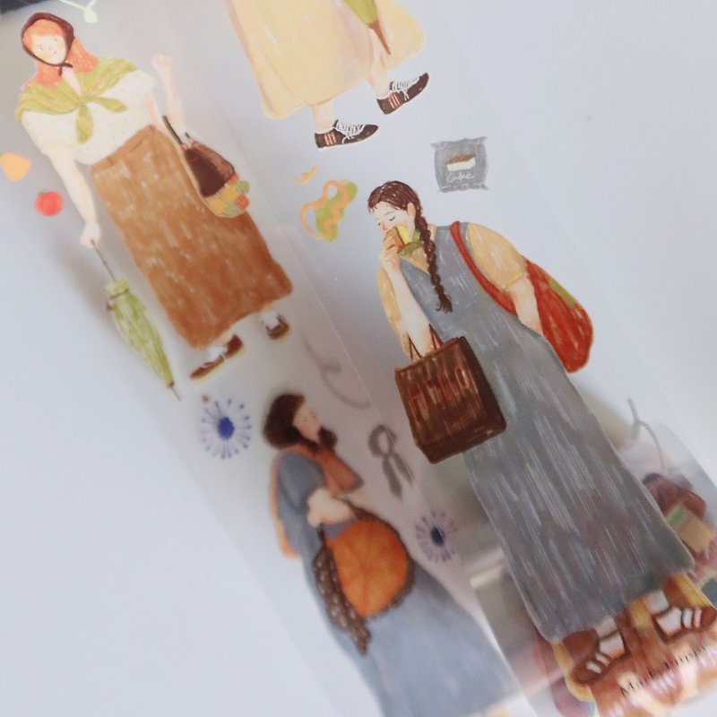 Maillard original character collage tape, versatile character outfit, light retro tape - Washi Tape - Paper 